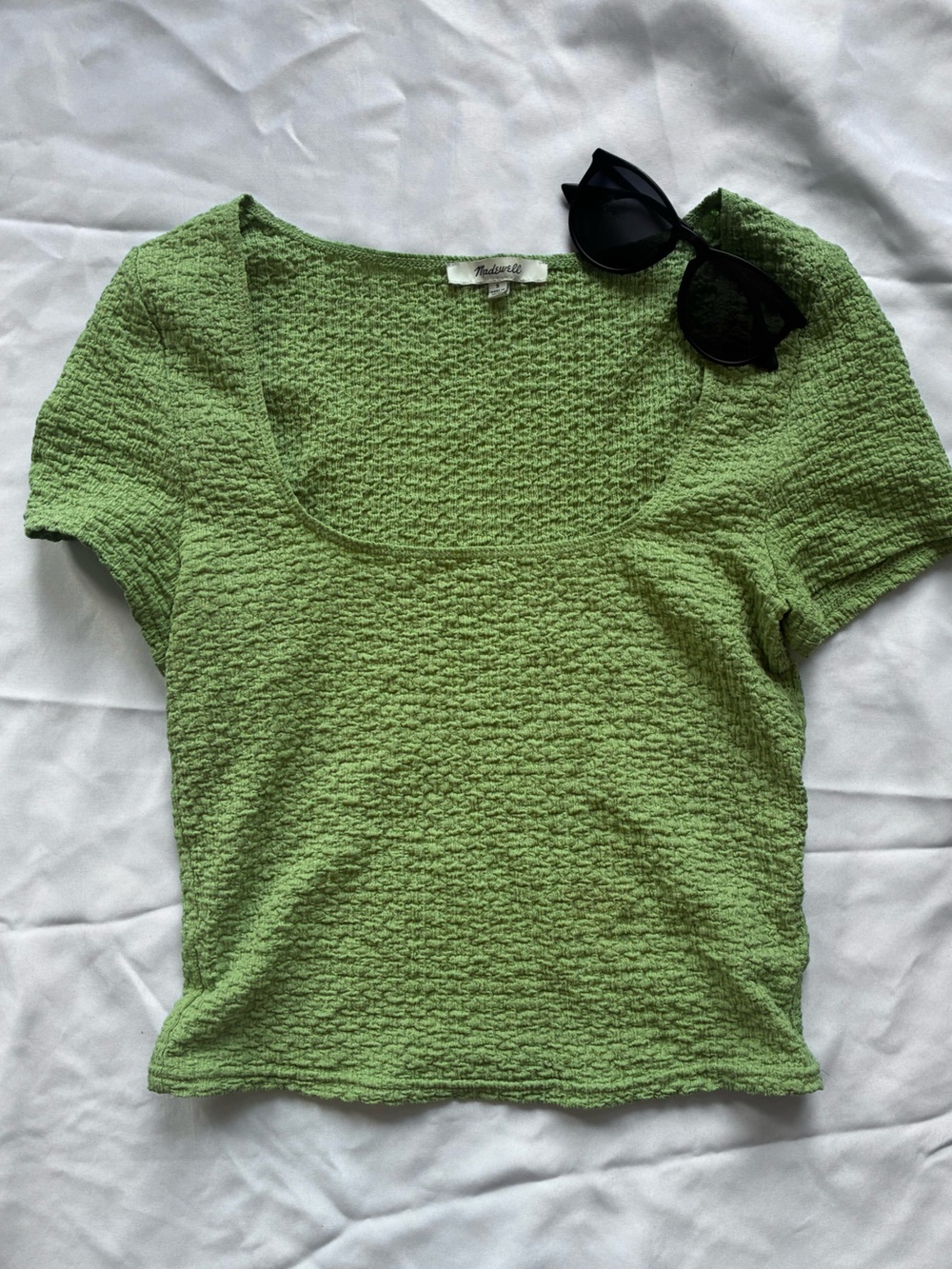 Madewell Textured Green Cropped Top